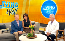 Dr. Stewart sits with Living Well hosts on set. 